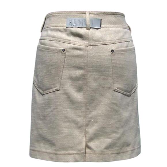 Cache Denim Gold Metallic Rhinestone Stud Pocket Corners Stretch Skirt NWT $98 - Picture 1 of 5